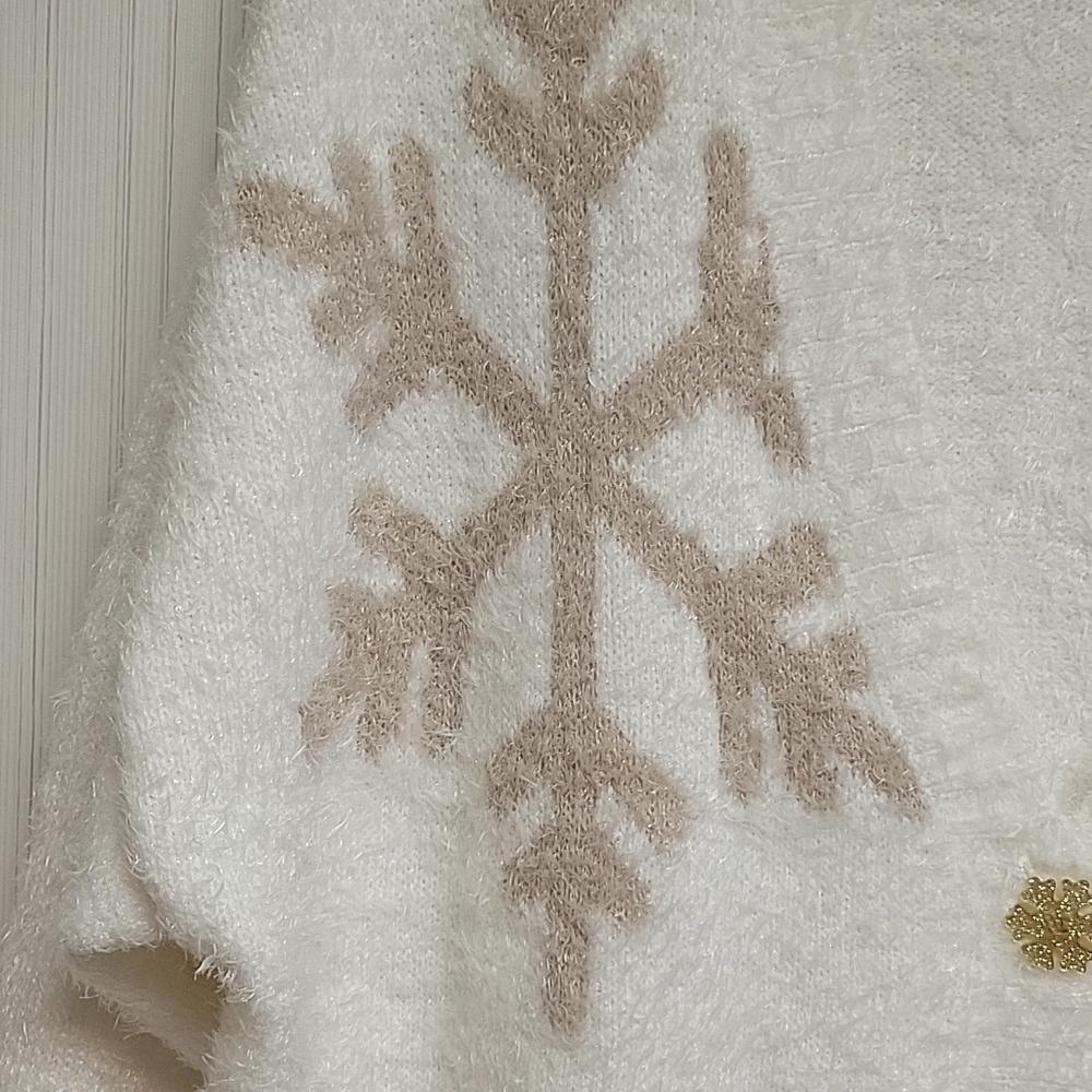 33 Degrees White and Gold Snowflake Cardigan, Women's XL - Picture 4 of 7